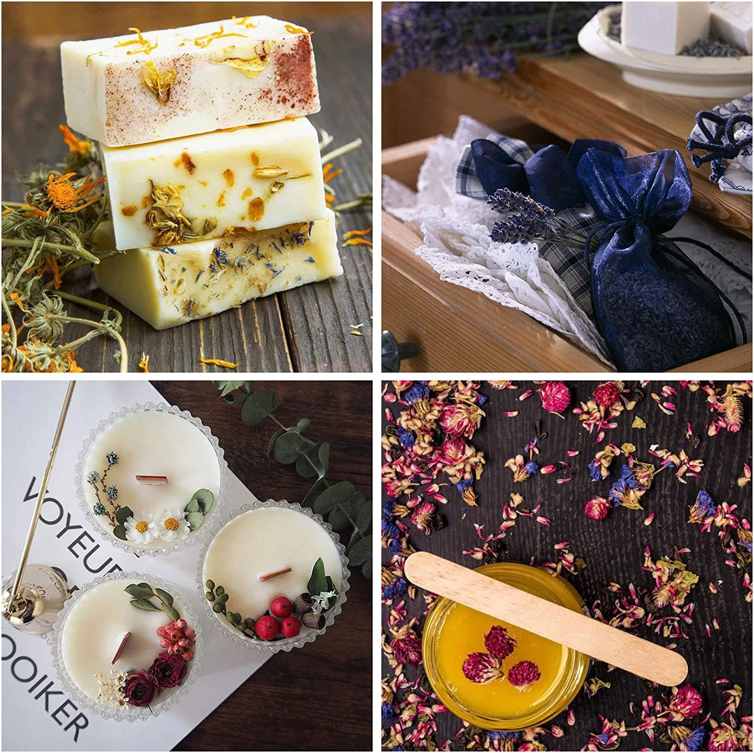 Dried Flowers, Natural Wedding Flower Herbs Kit for Soap Making, Candle  9/16 Bags Include Dried Lavender, Rose Petals, Jasmine