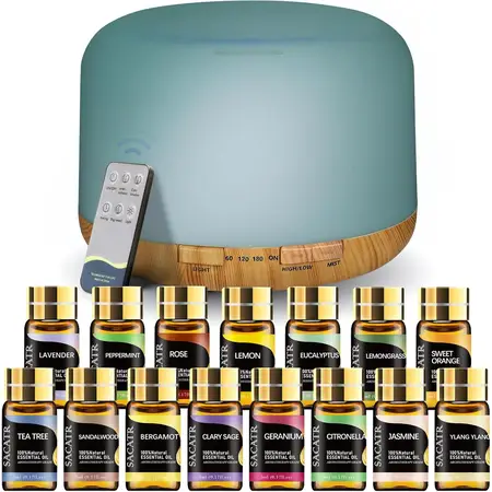 SACATR 500ml Essential Oil Diffuser with 15 Essential Oils